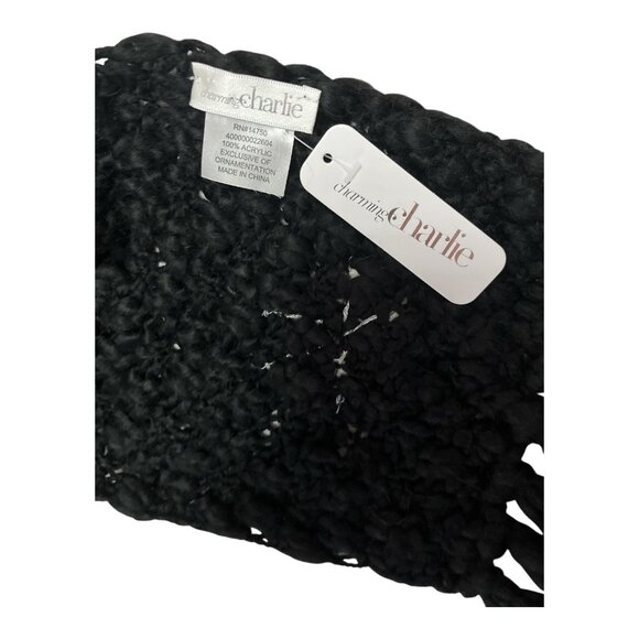 Charming Charlie Black Knit Scarf with Snowflake Appliqué – 94” – NWT - Picture 4 of 5